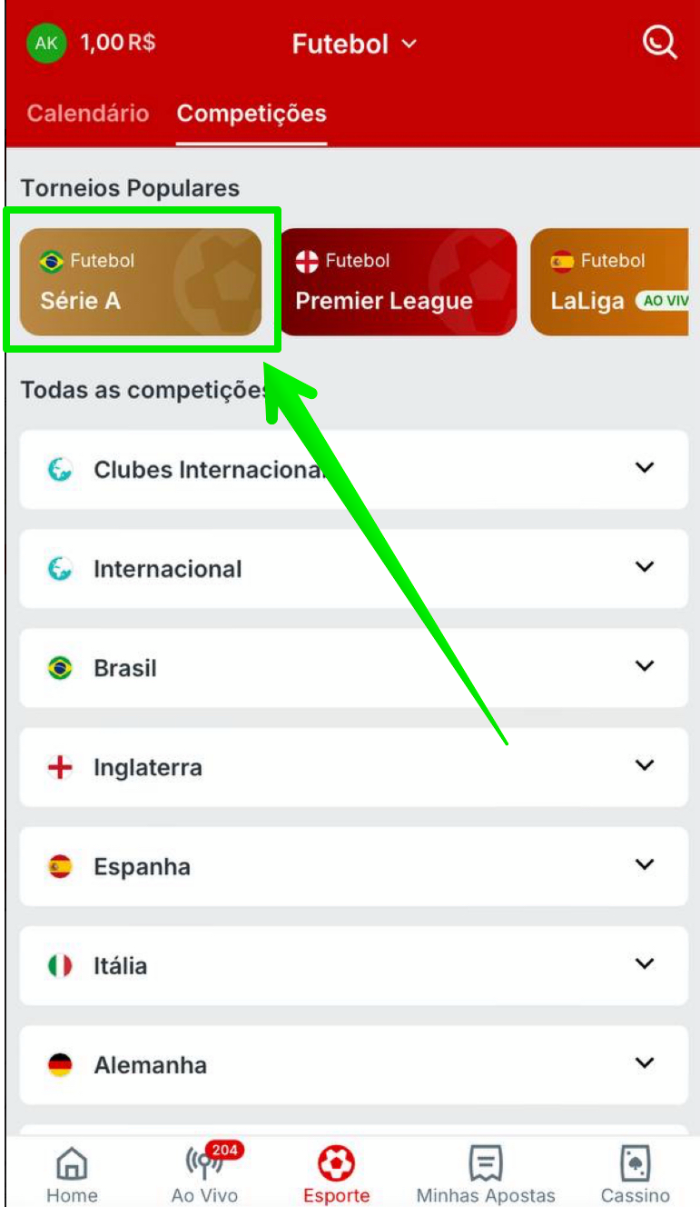 Escolhe um dos campeonatos disponíeveis