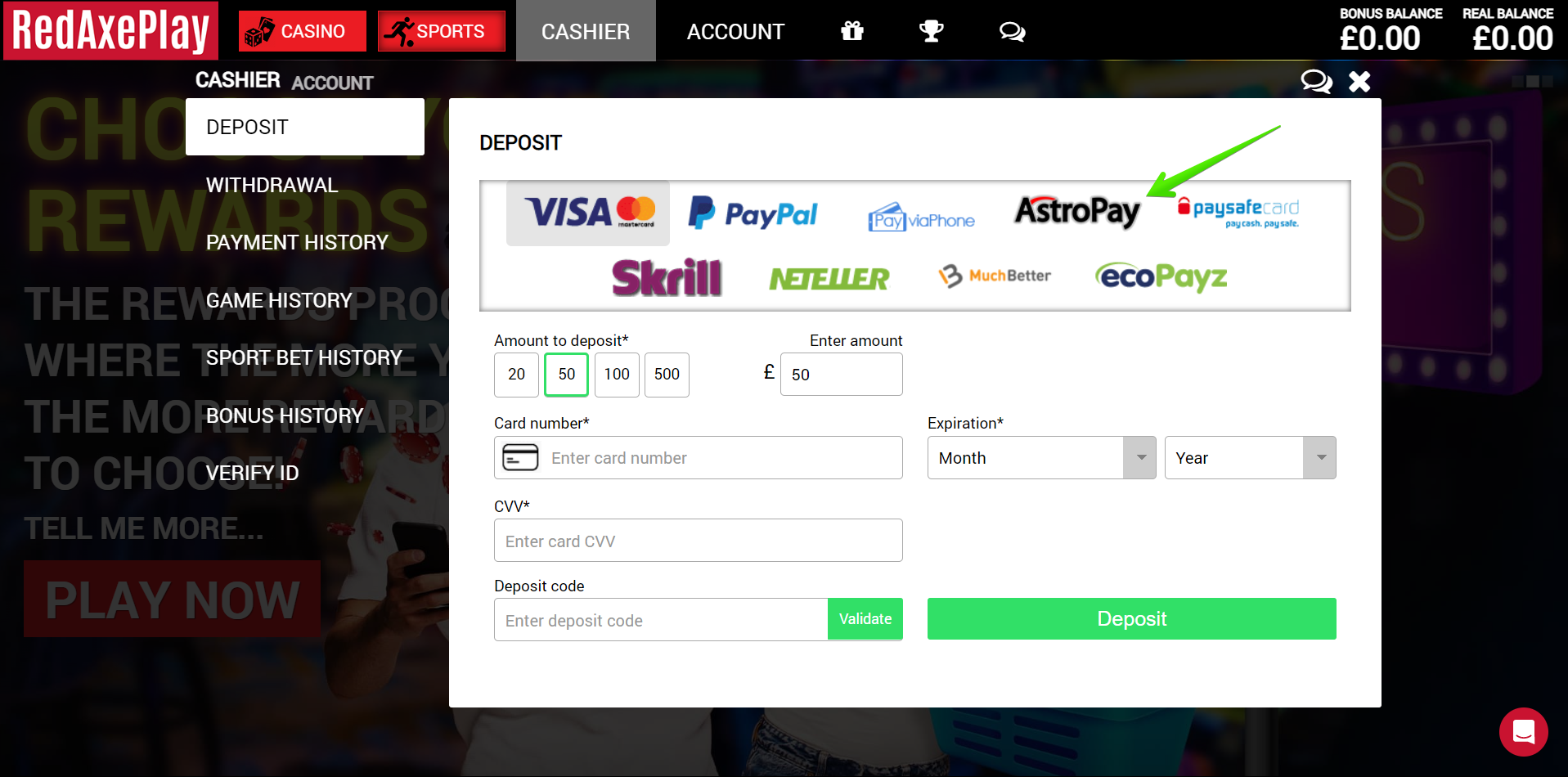 Select your payment method.