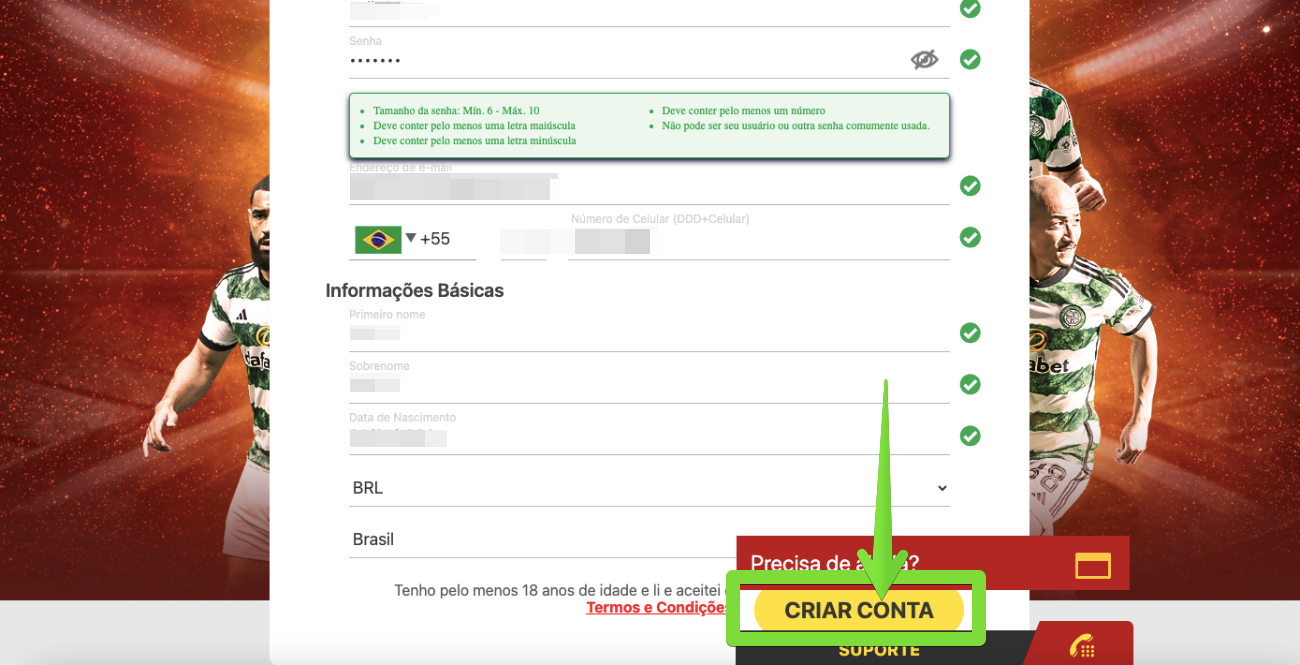 Insira seus dados no formulário de registro