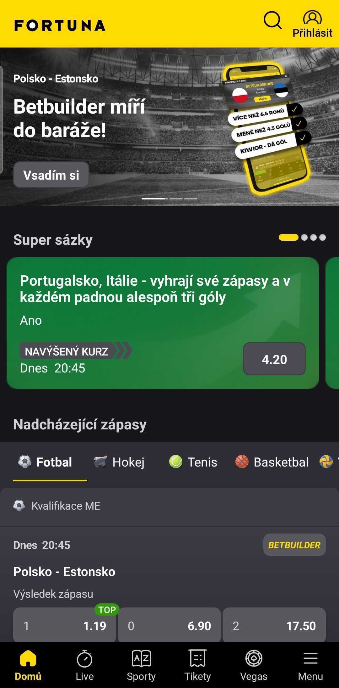 Rozhraní Fortuna game