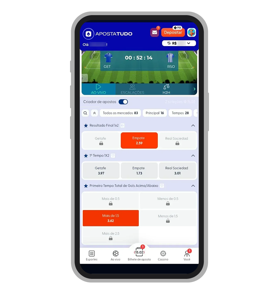 Criador de apostas do aplicativo Apostatudo com sistema inteligente que bloqueia combinações incompatíveis