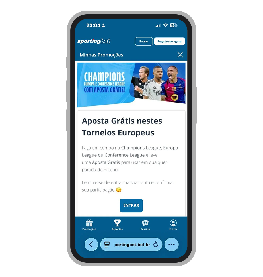 Uma das promoções com apostas grátis da Sportingbet 
