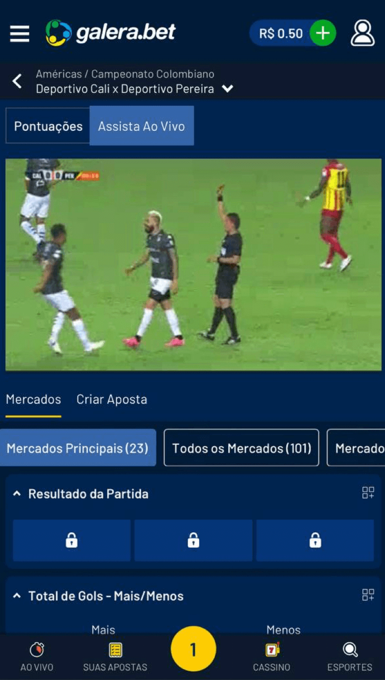 Transmissão ao vivo no site de apostas esportivas Galera Bet