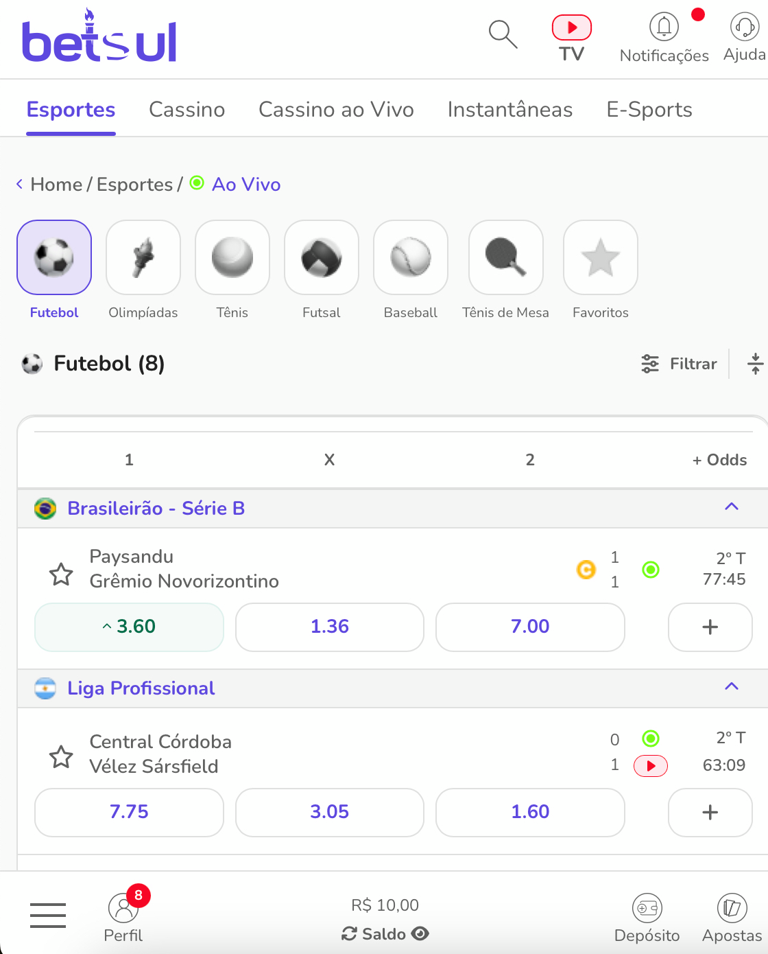 Como apostar na Betsul ao vivo