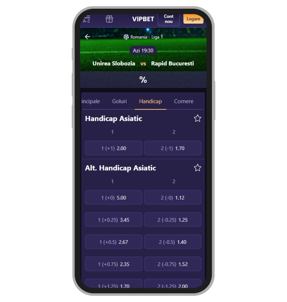 Pariuri pe handicap VipBet