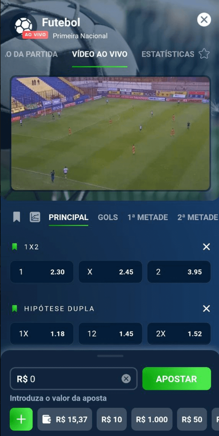 A transmissão ao vivo no aplicativo 20Bet