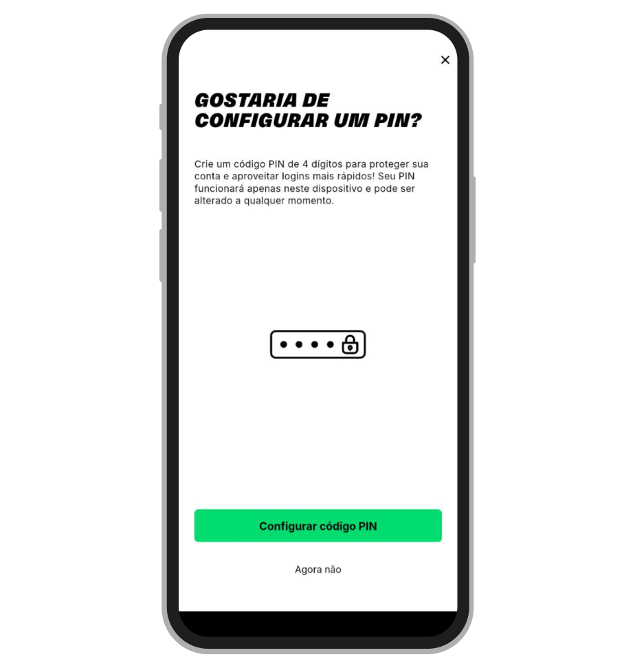 Pode configurar o PIN 