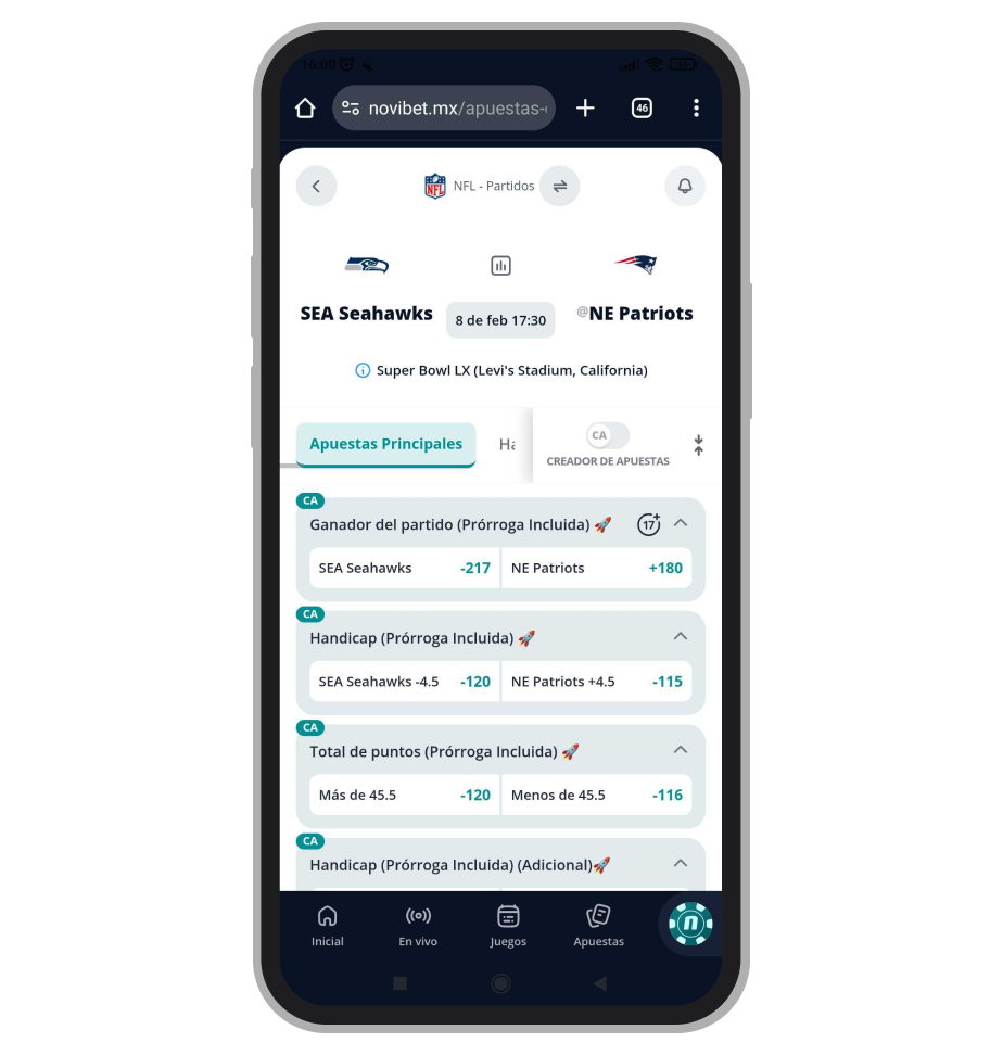 Apuestas al Super Bowl en Novibet