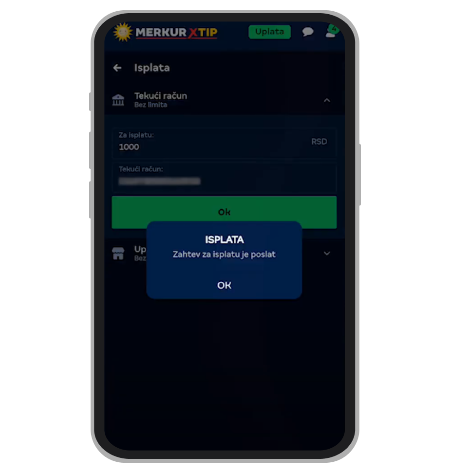 MerkurXtip isplata na tekući račun