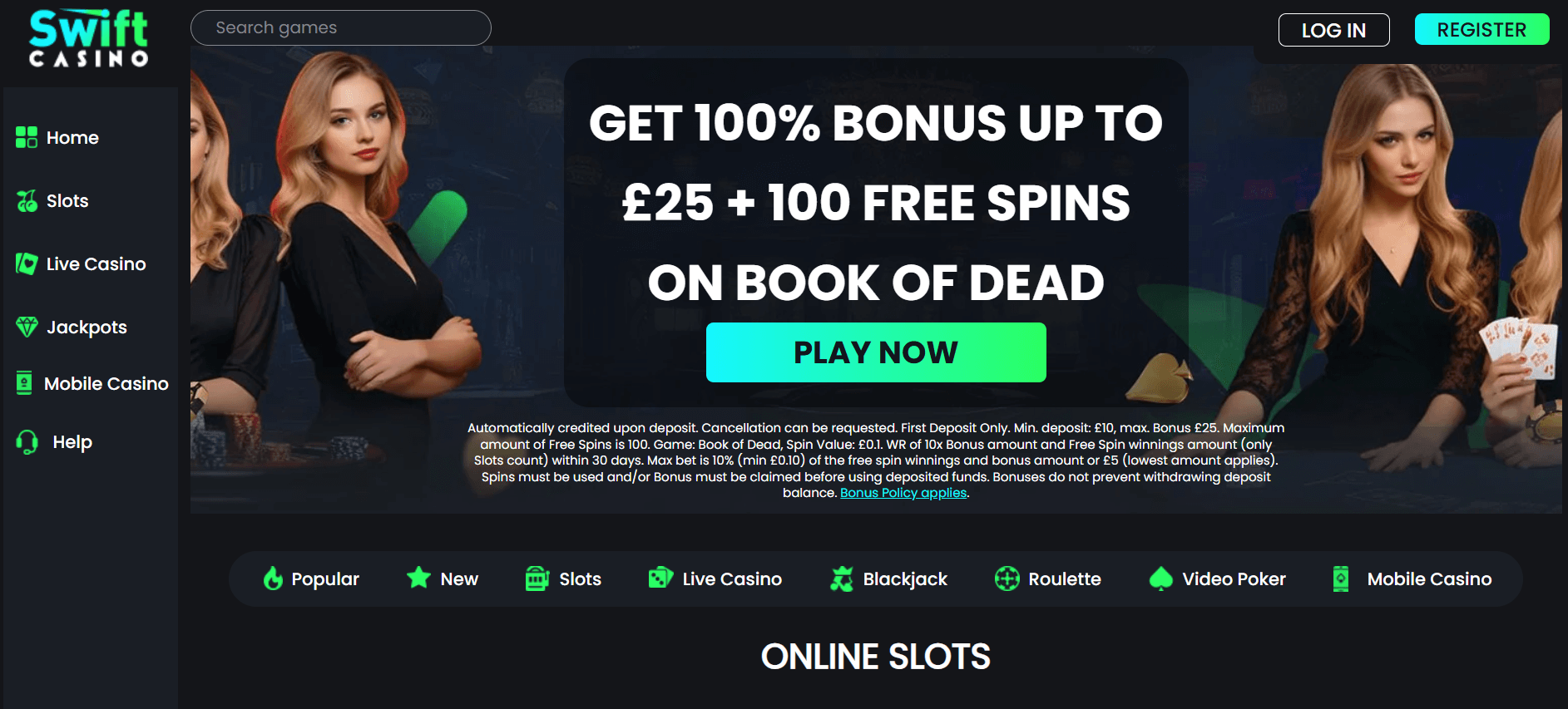 Swift Casino Welcome Bonus