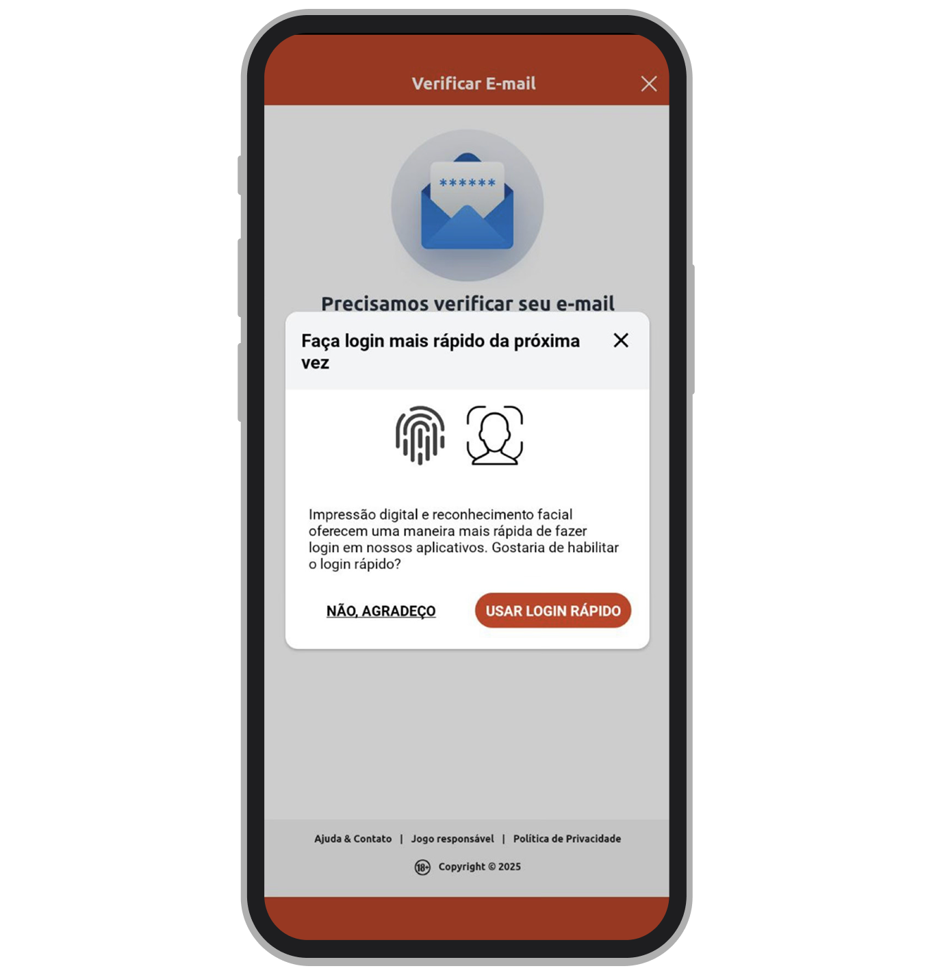 Acesso com biometria de celular