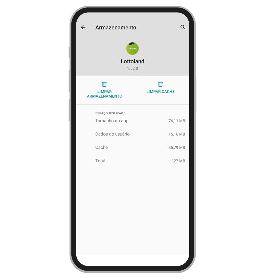 O app ocupa em torno de 76 de armazenamento de celular