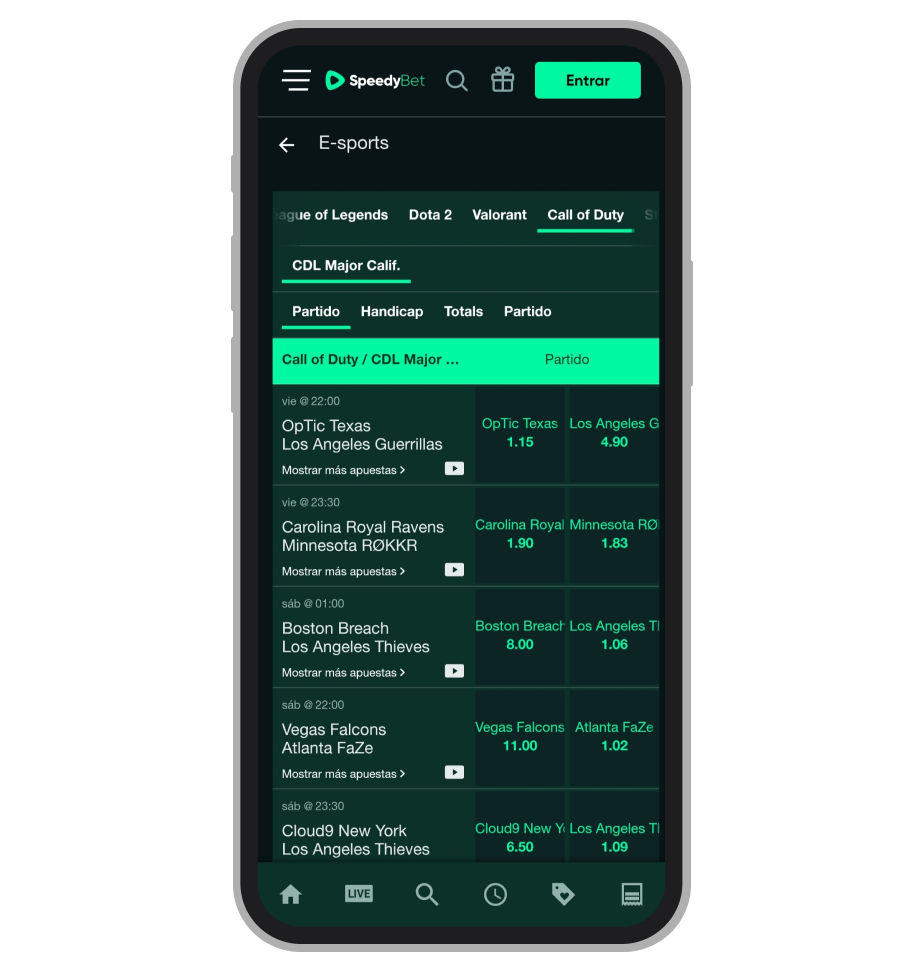 Página de apuestas en los Esports con transmisiones disponibles