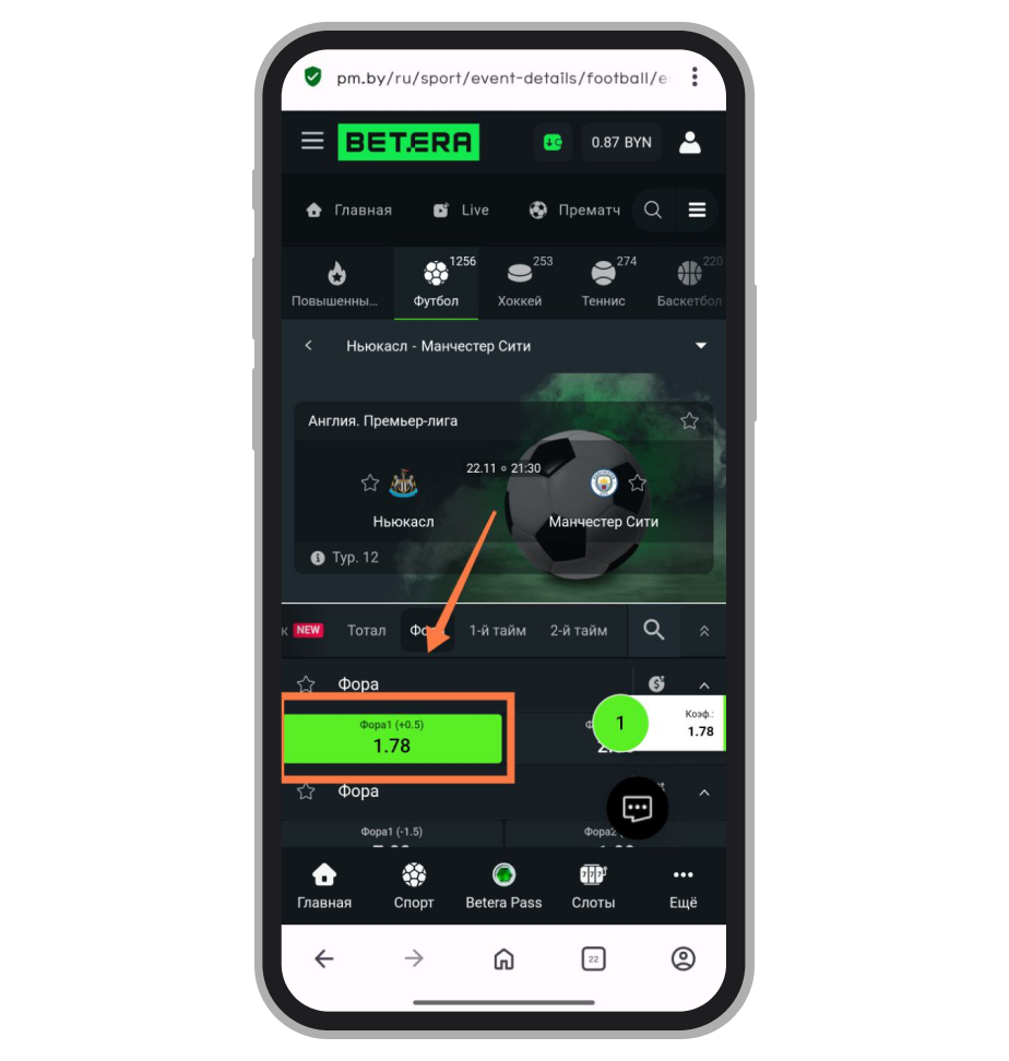 Выбор ставки в прематче