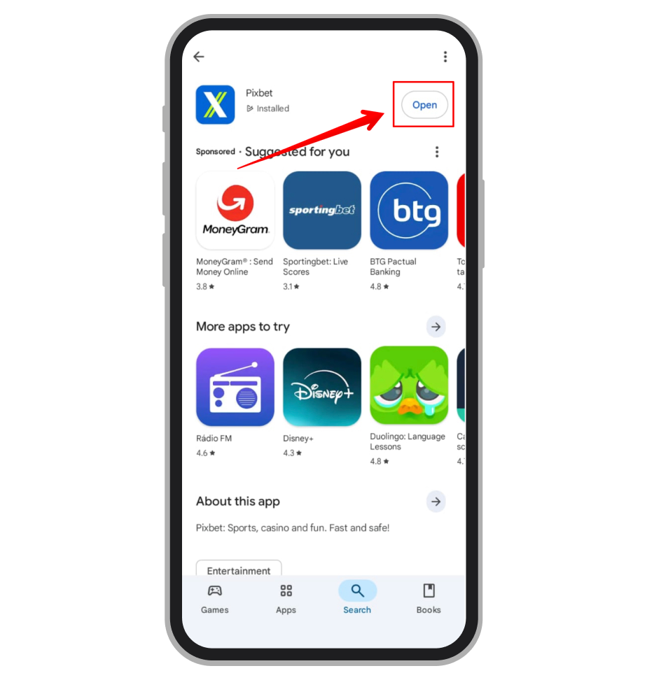Abra o app após a instalação