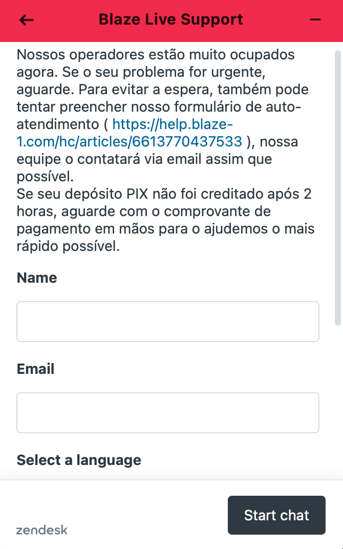 Chat ao vivo da Blaze