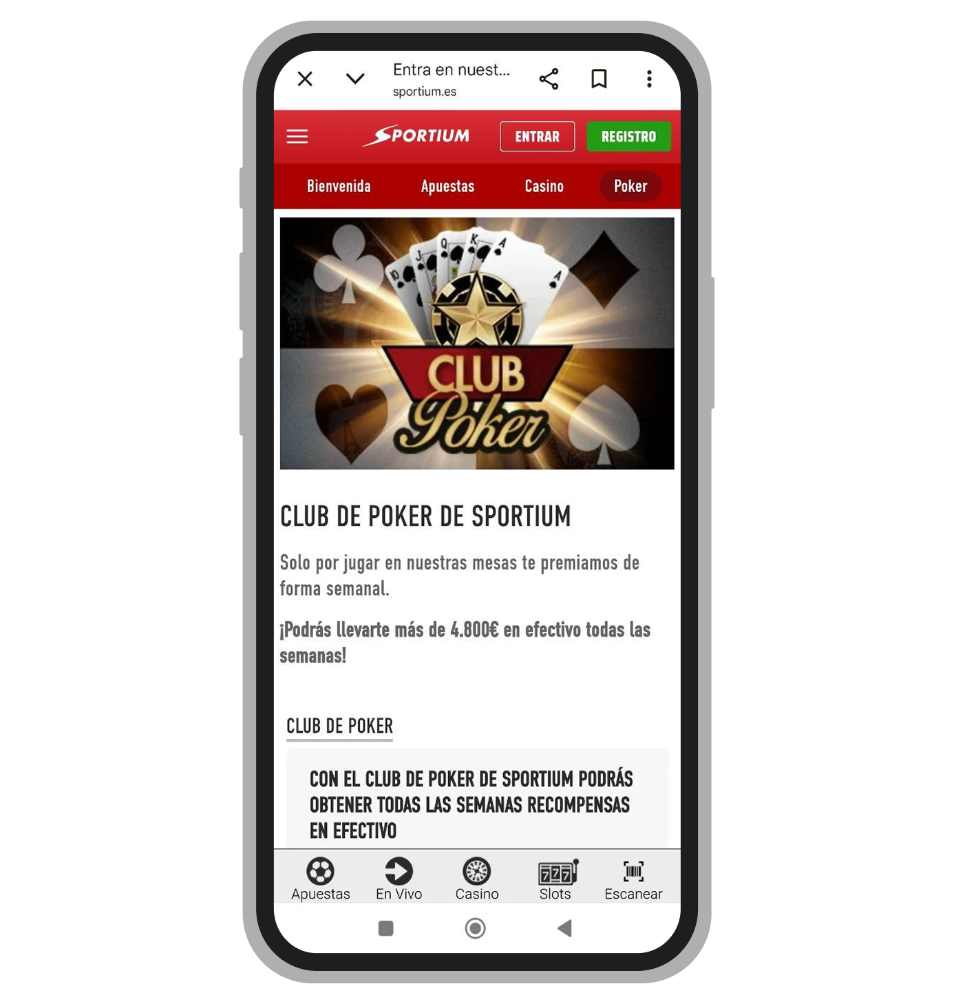 Club de póker. Sportium