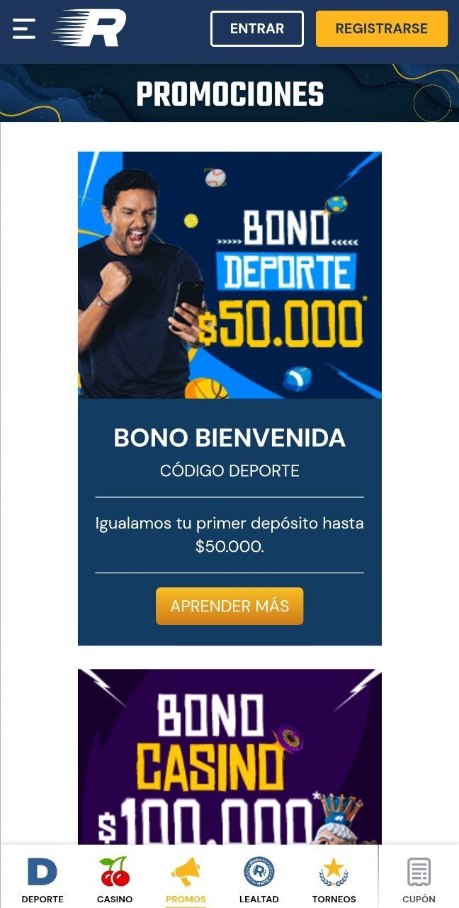 Promociones, Rushbet móvil