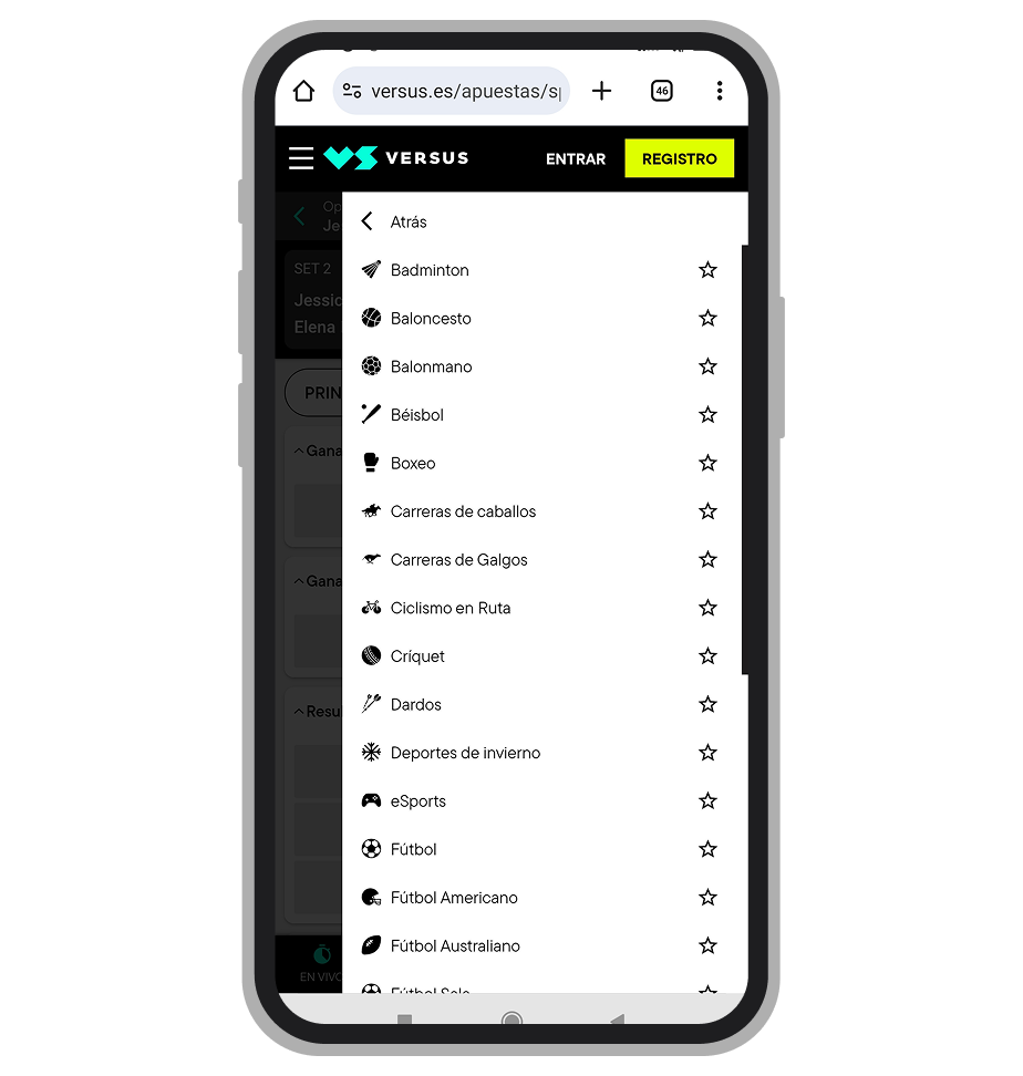 Captura esquemática de la interfaz de ayuda de Versus.es, mostrando rutas de navegación y puntos de contacto.