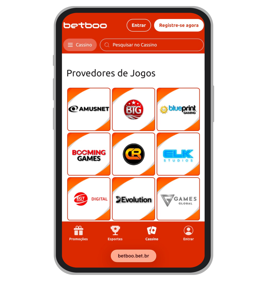 Provedores disponíveis na Betboo