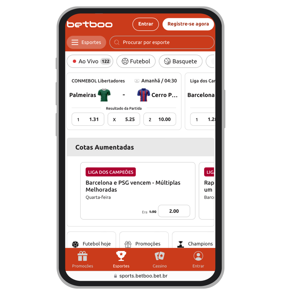Apostas esportivas na Betboo