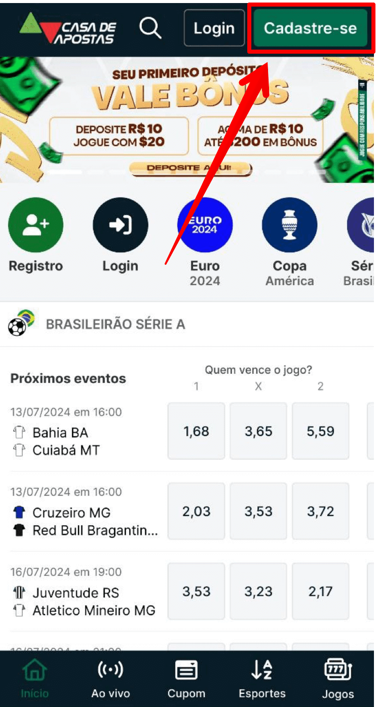 Inicie o processo de cadastro