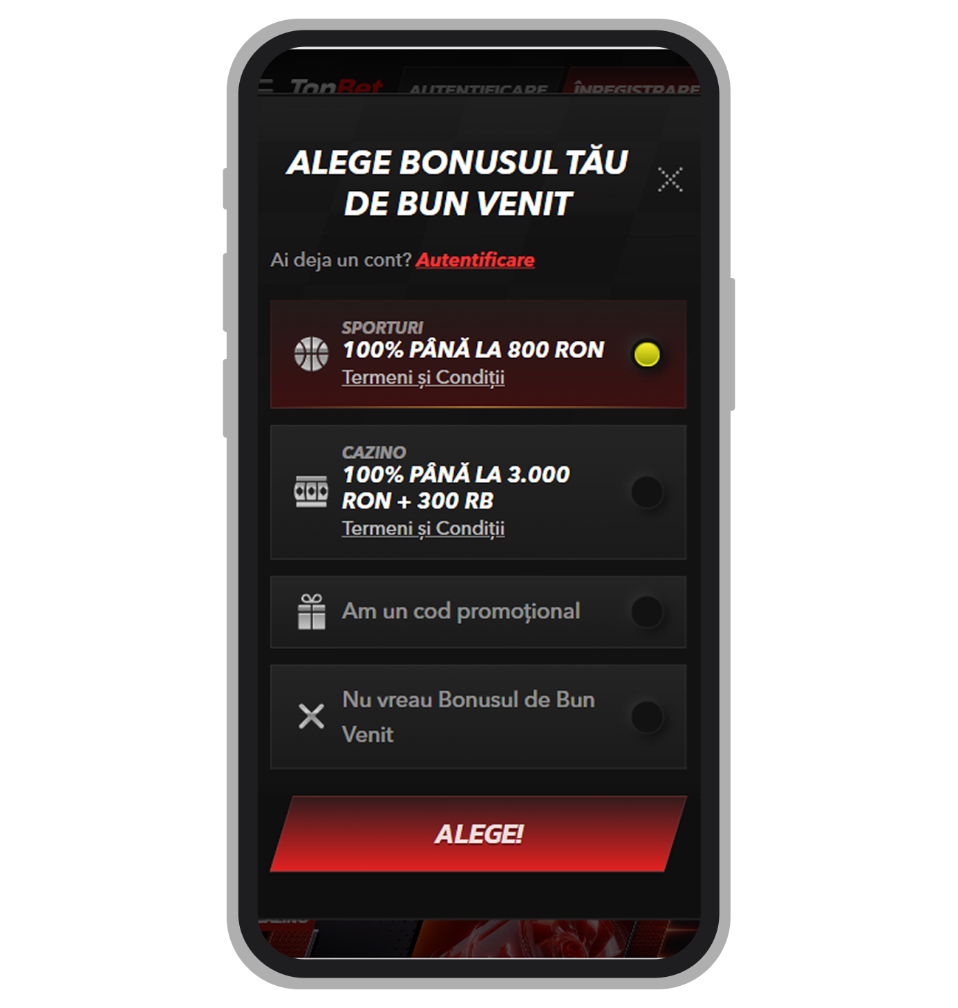 Activare bonus TopBet