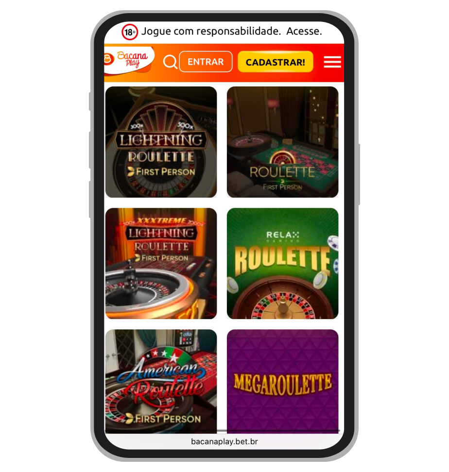 Jogos de roleta na BacanaPlay