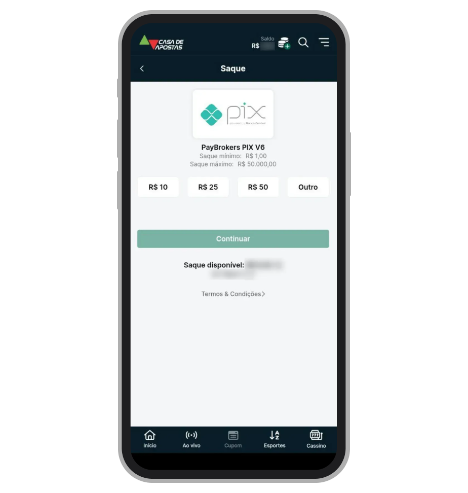 Informe o valor do saque