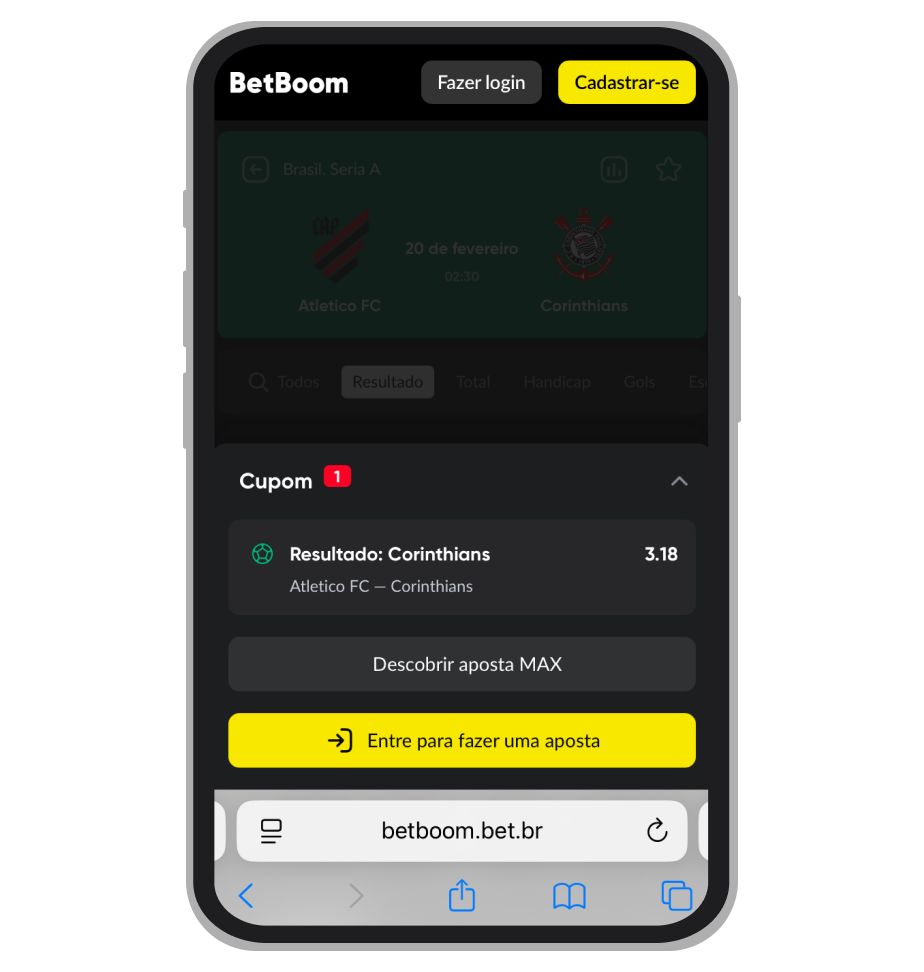 Cupom de apostas aberto na BetBoom