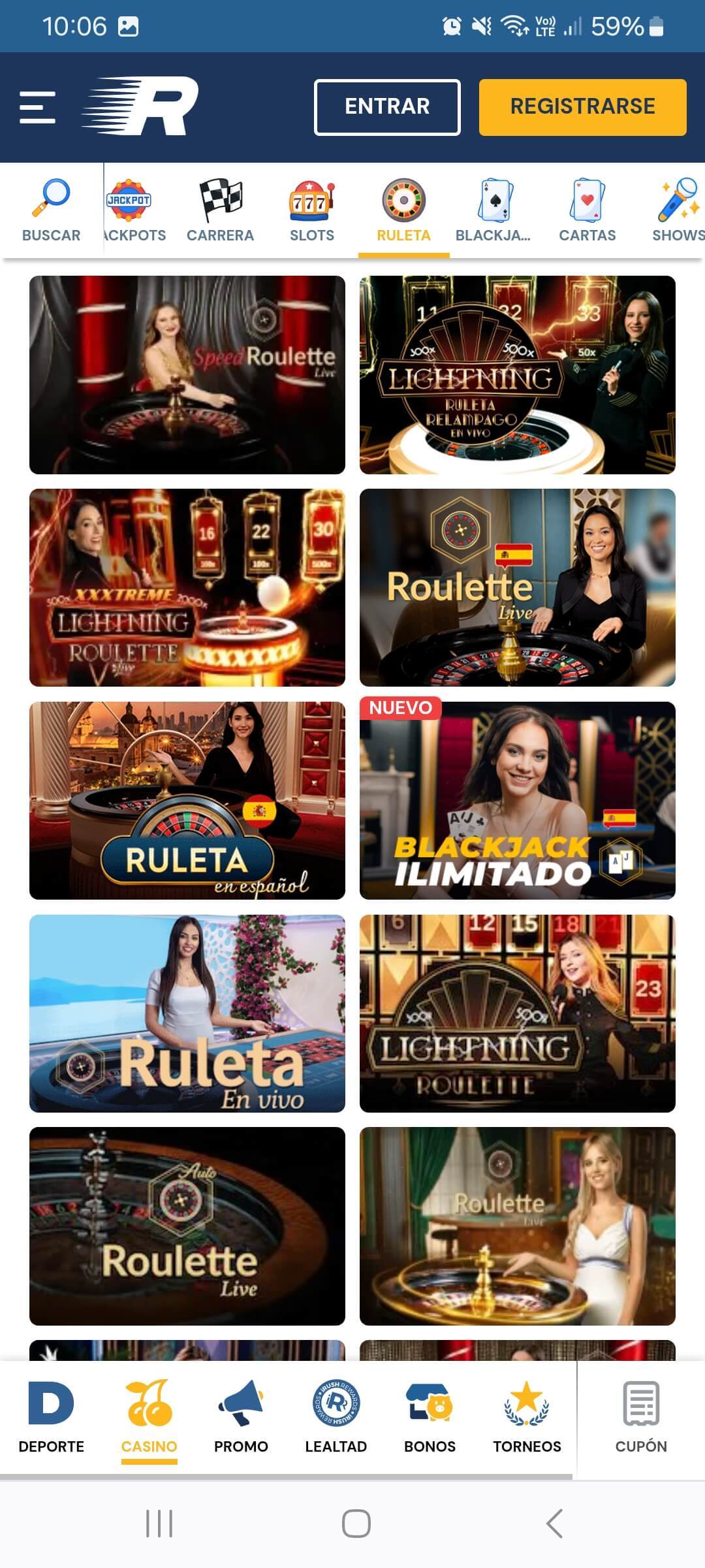 Página de ruleta