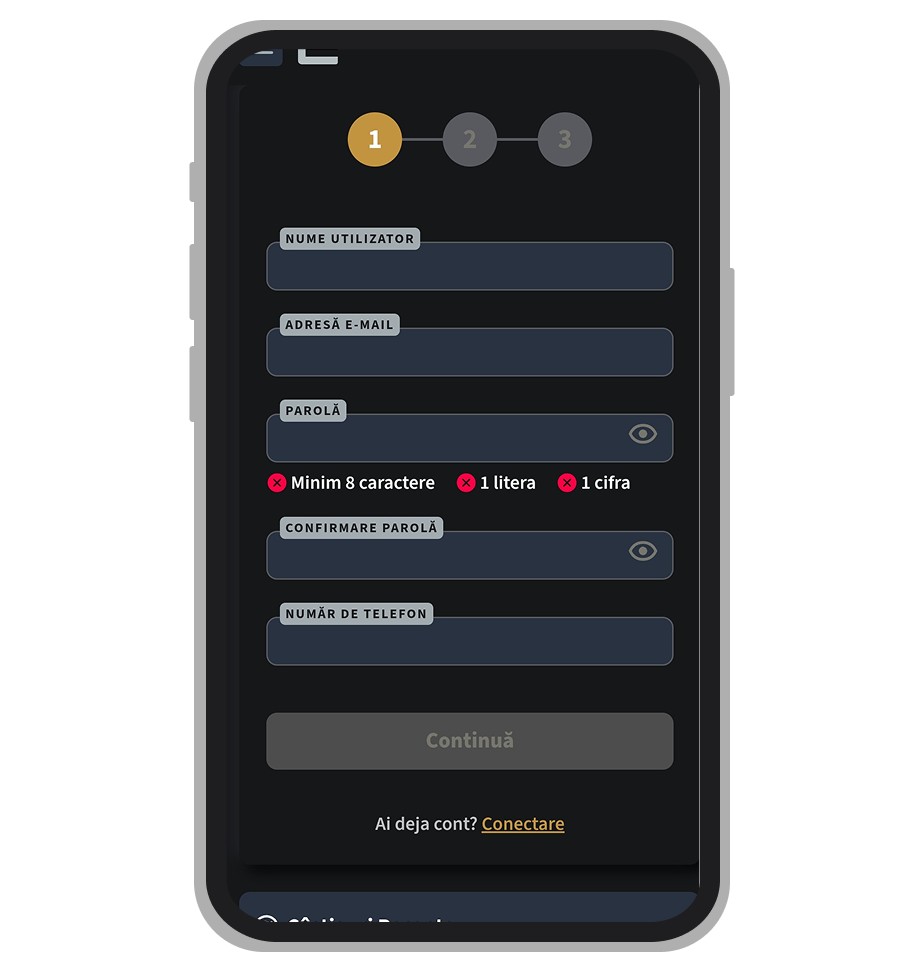 Formular înregistrare (prima parte)