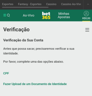 Escolhe o método da verificação da identidade