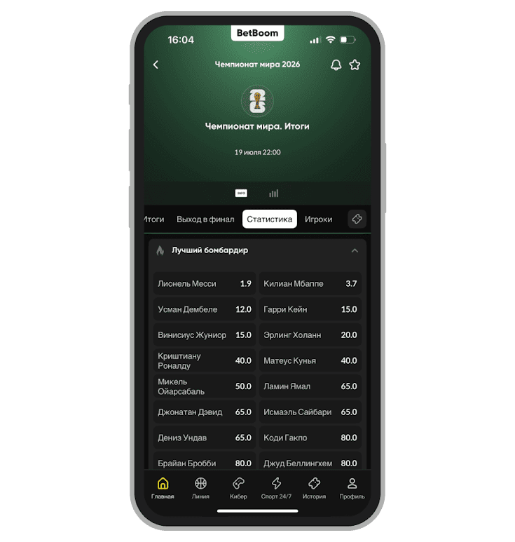 Линия на лучшего бомбардира в BetBoom