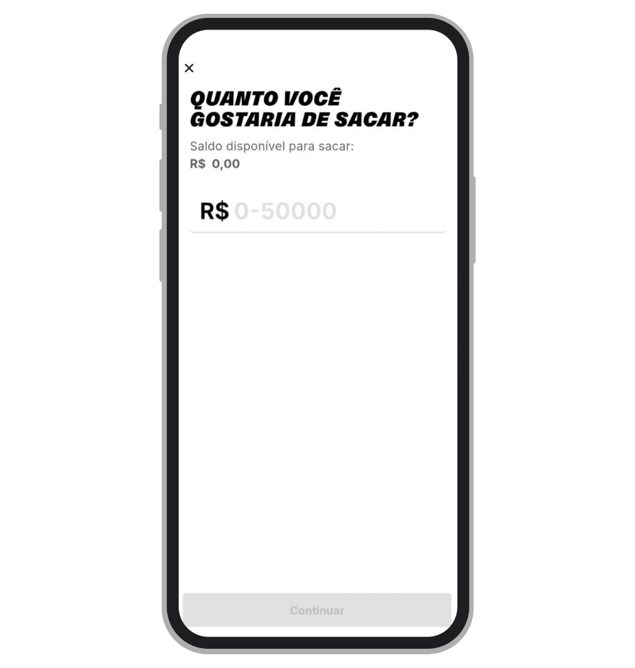Defina o valor do saque 