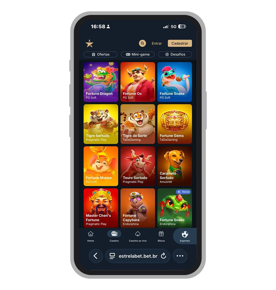 A seção de cassino da EstrelaBet 