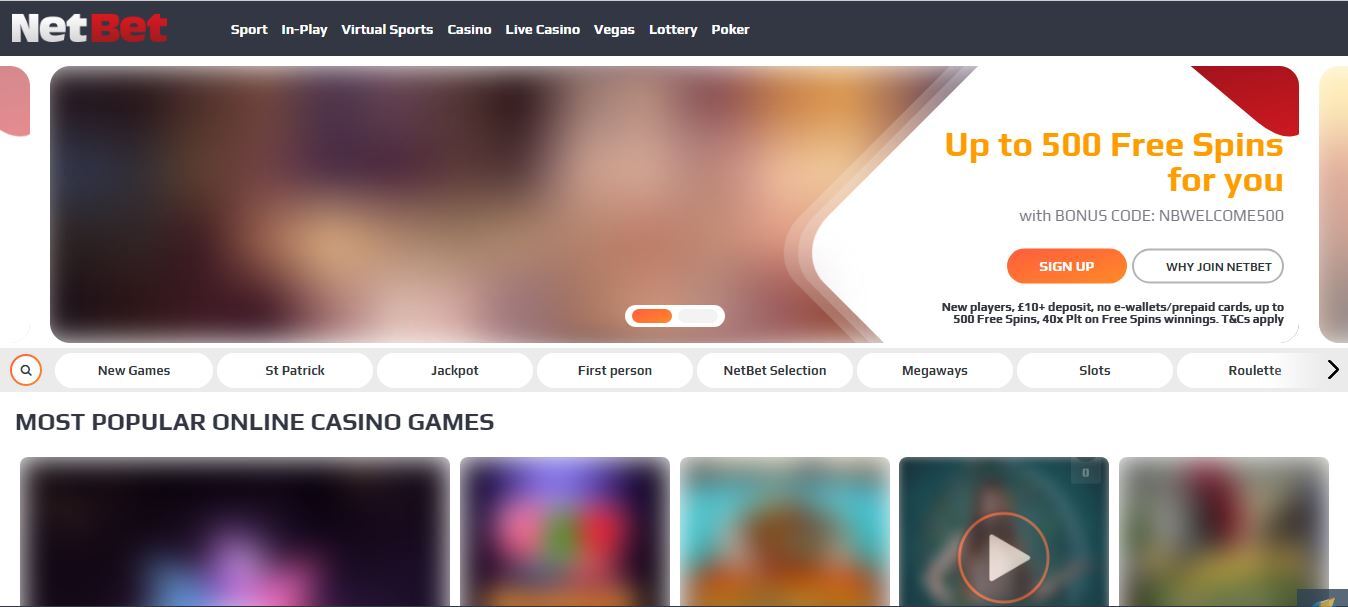 NetBet casino homepage