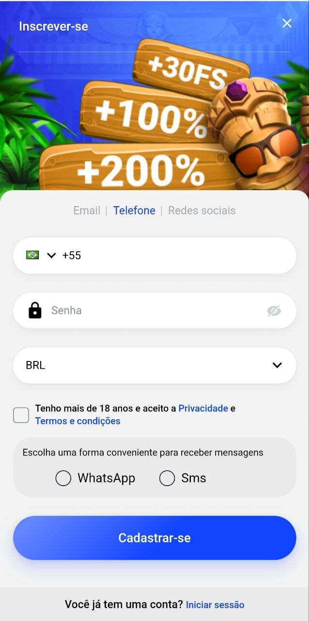 Segunda opção de Slottica cadastro