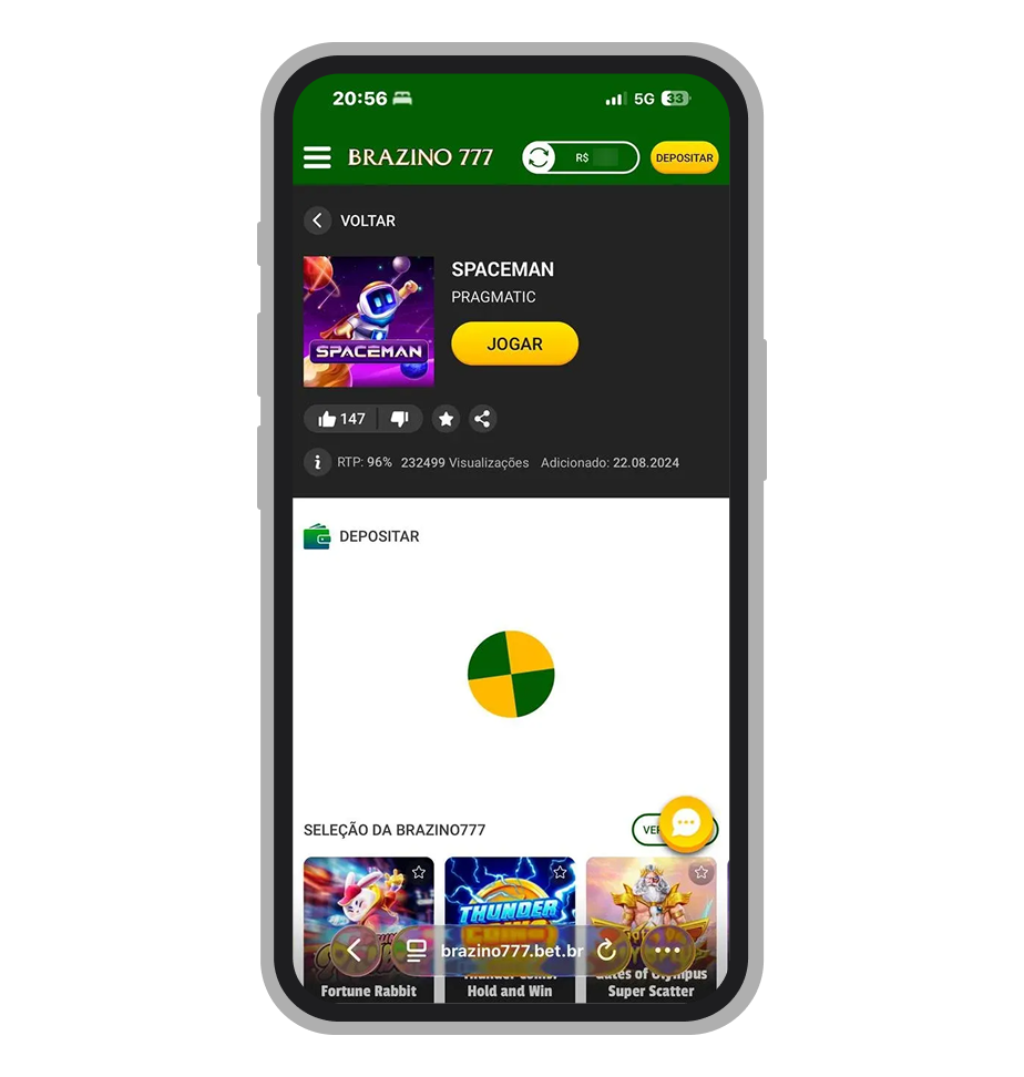 Brazino777 oferece apostas em Spaceman a partir de R$ 1