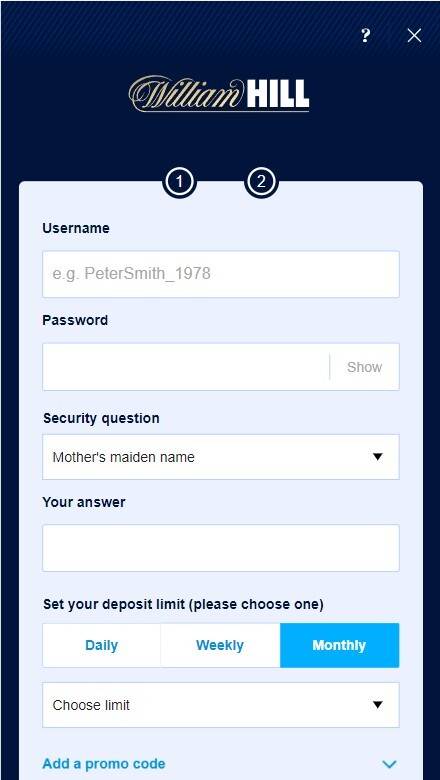 Creating a William Hill account