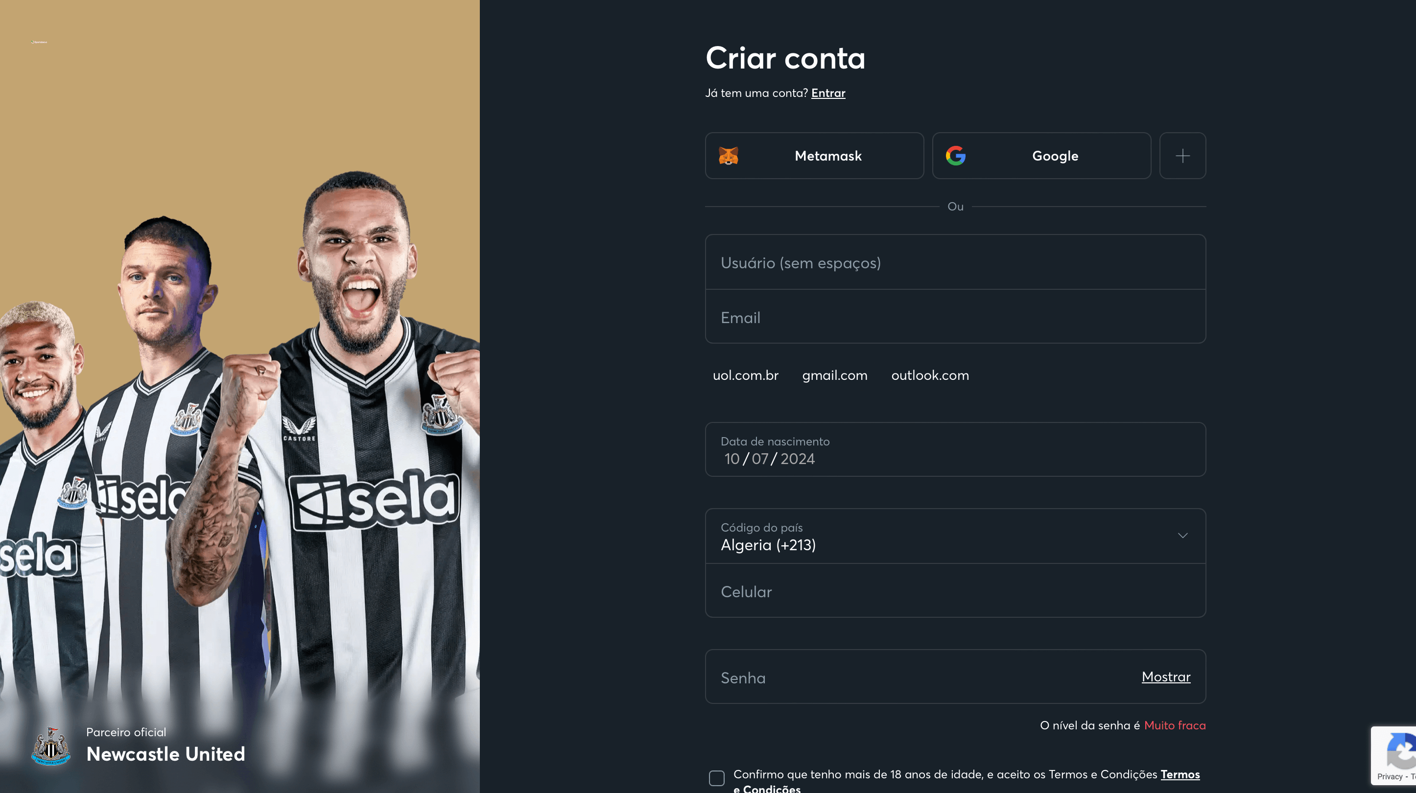 Preenche o formulário de cadastro