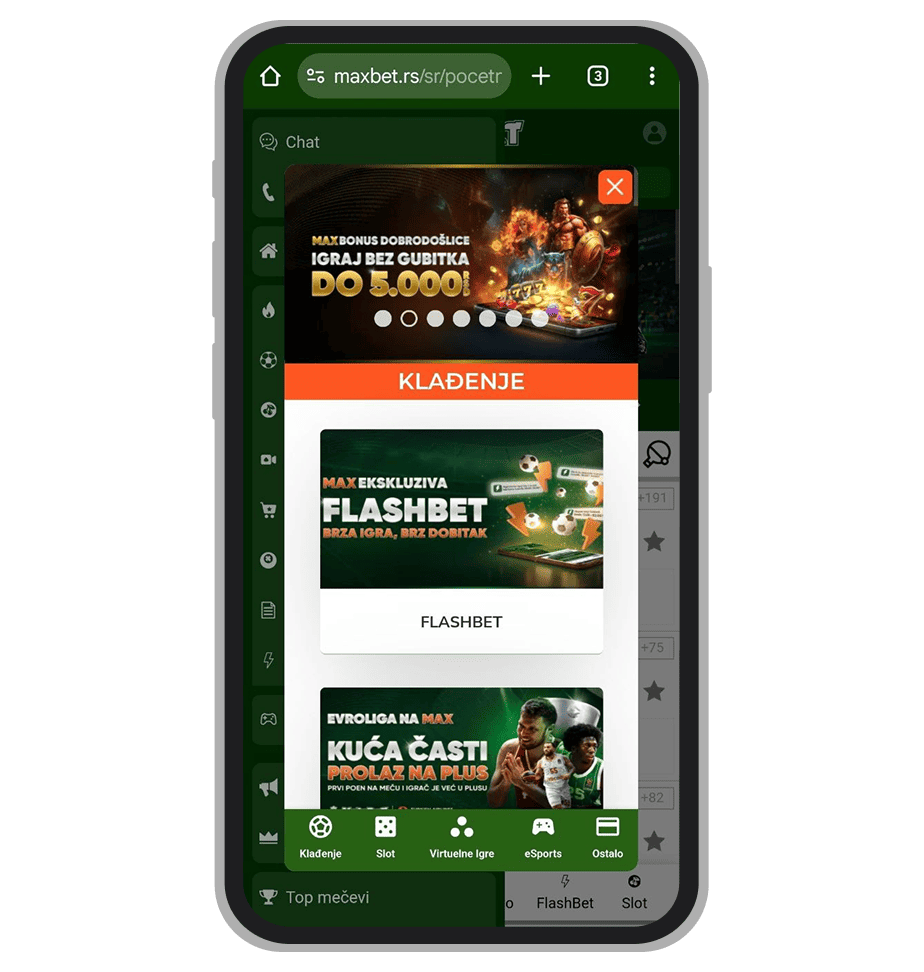 Stranica sa promocijama na MaxBet