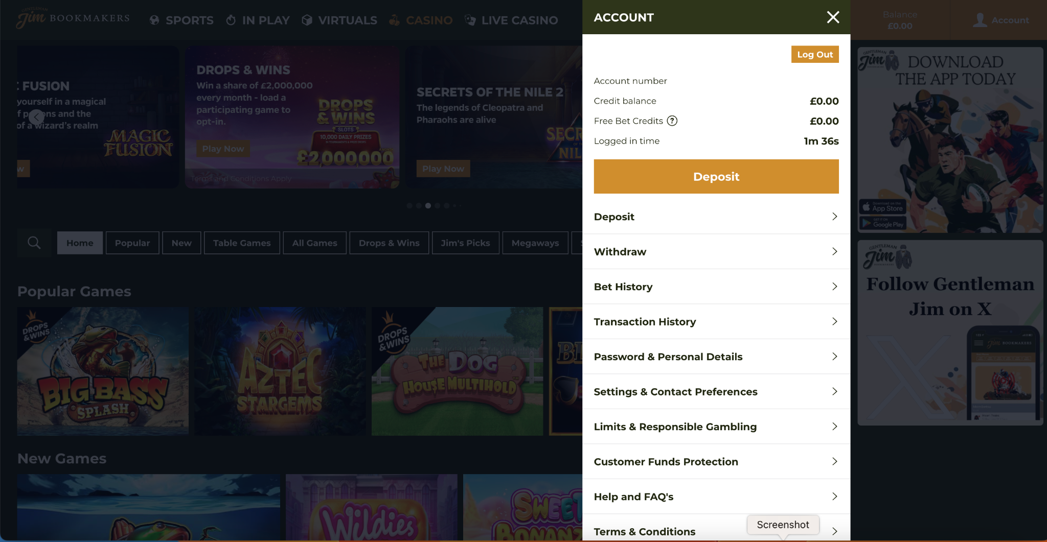 Choose to withdraw from the account menu