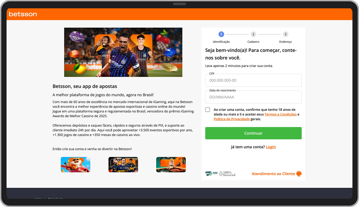 Interface de envio de documentos e captura biométrica para validação de conta no computador