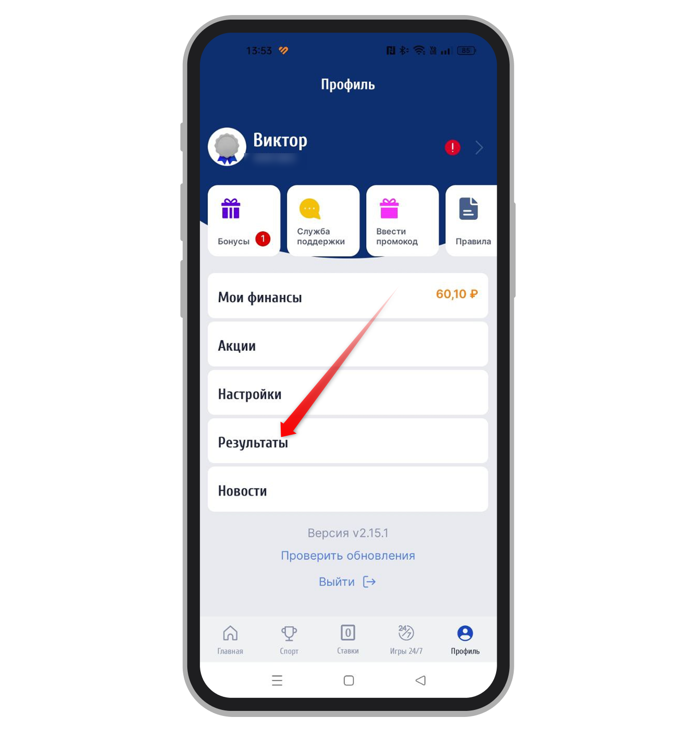 Результаты в профиле игрока «Зенит»