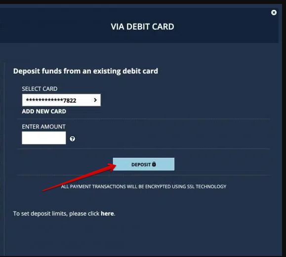 Enter the amount and click on “Deposit”