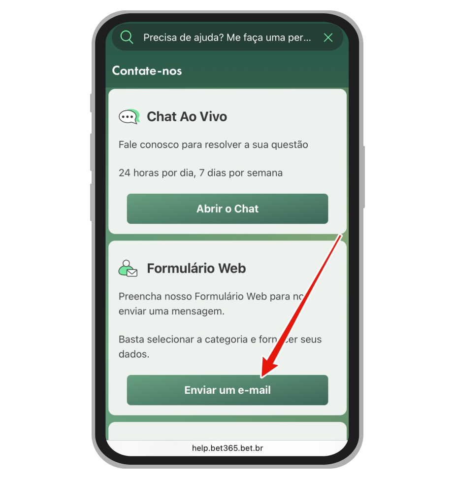 Formulário web na Bet365