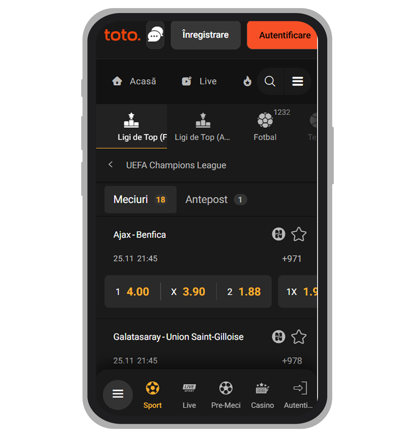 Cote pariuri sportive TotoGaming