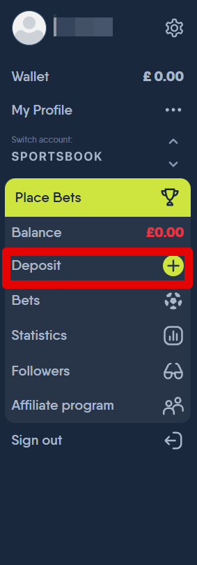 Find the “Deposit” button