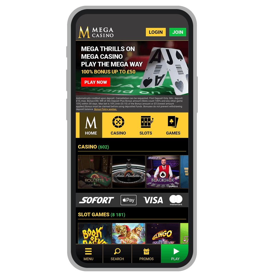 Mega Casino Home Page